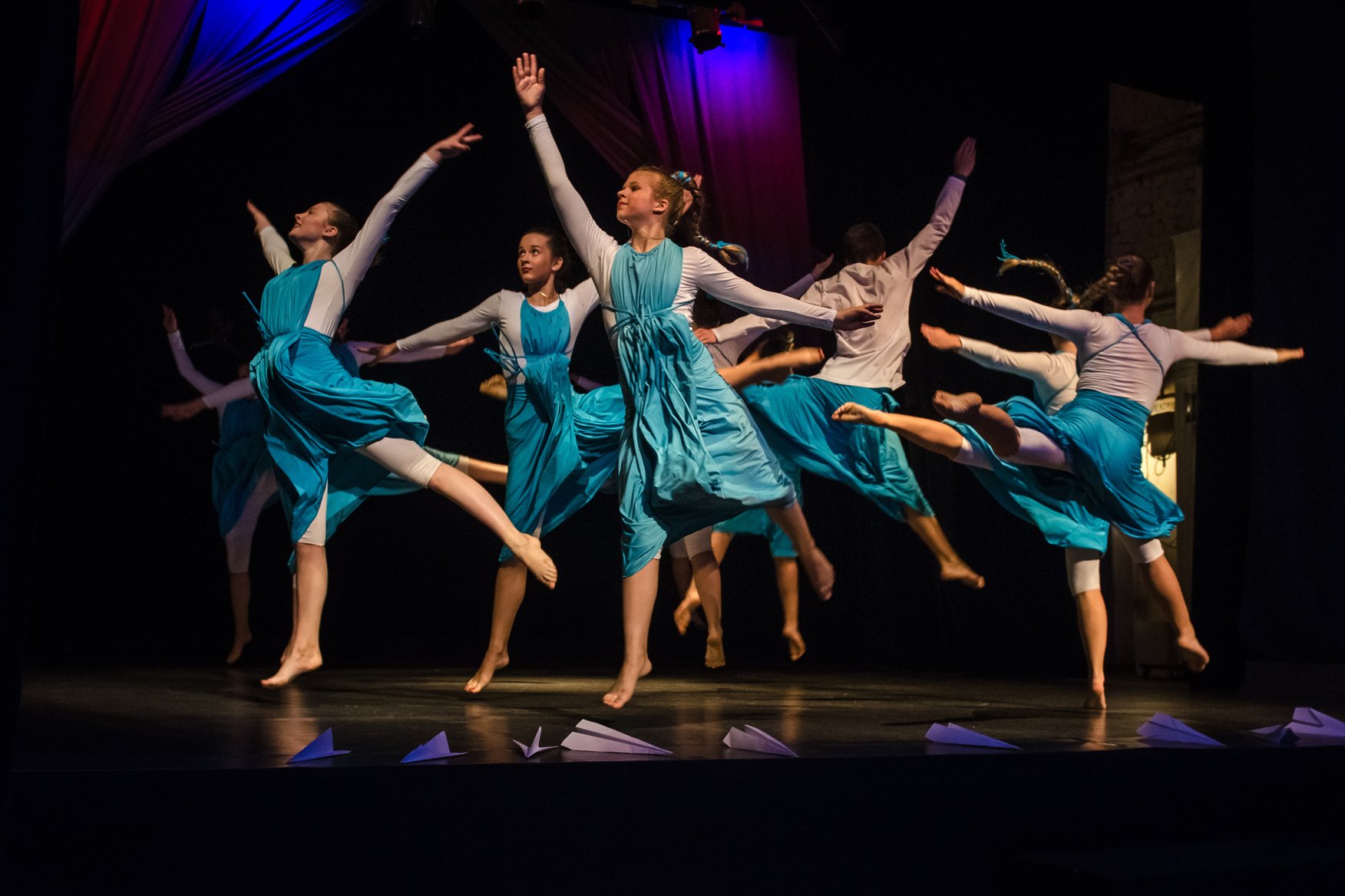 staging on the stage of a children's theater with actors